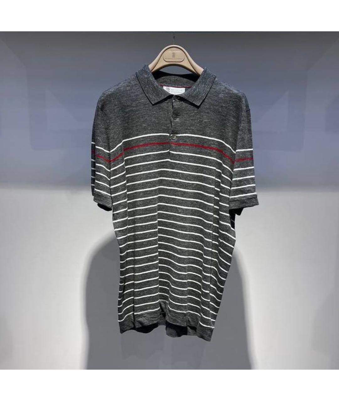BRUNELLO CUCINELLI Серое поло с коротким рукавом, фото 4