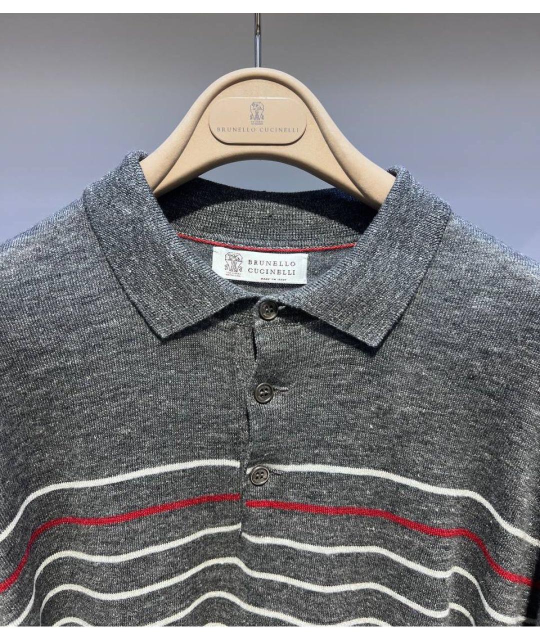BRUNELLO CUCINELLI Серое поло с коротким рукавом, фото 3