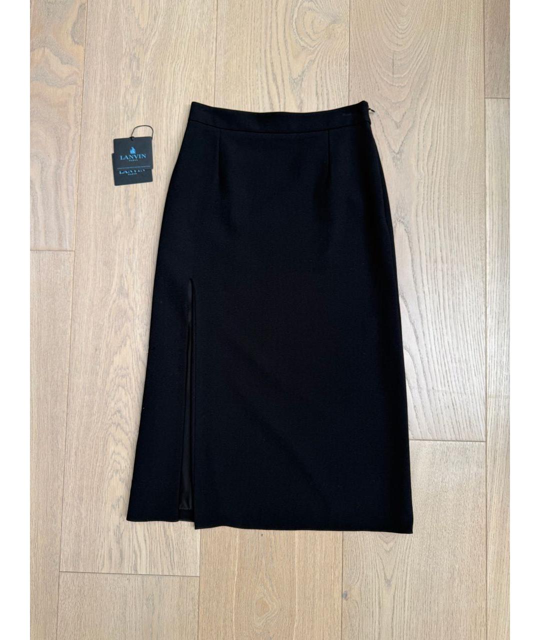 LANVIN Черная шерстяная юбка миди, фото 7