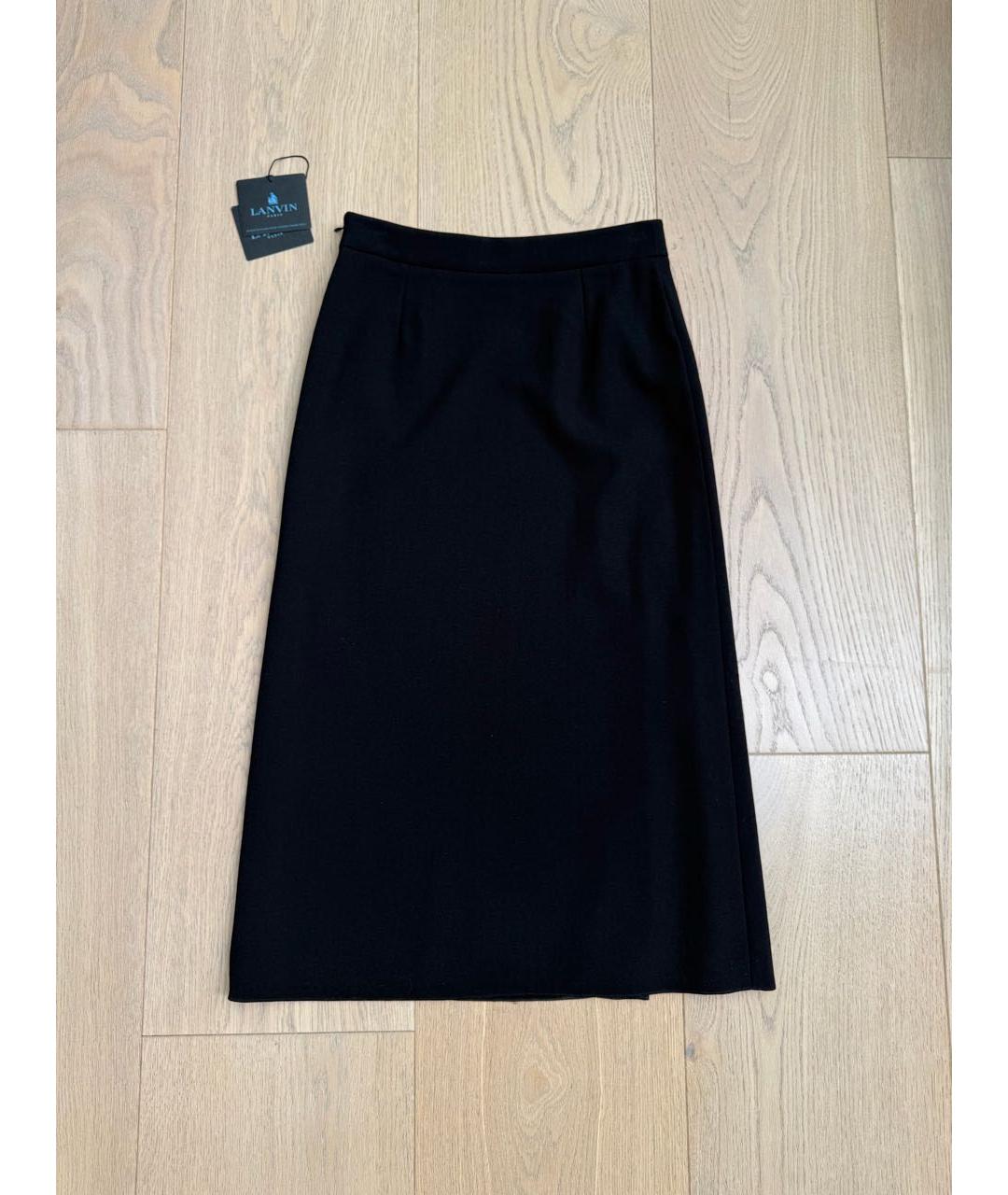 LANVIN Черная шерстяная юбка миди, фото 4