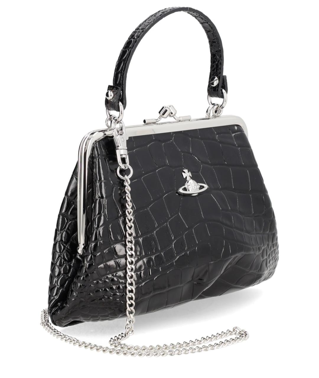 VIVIENNE WESTWOOD Черная кожаная сумка через плечо, фото 2