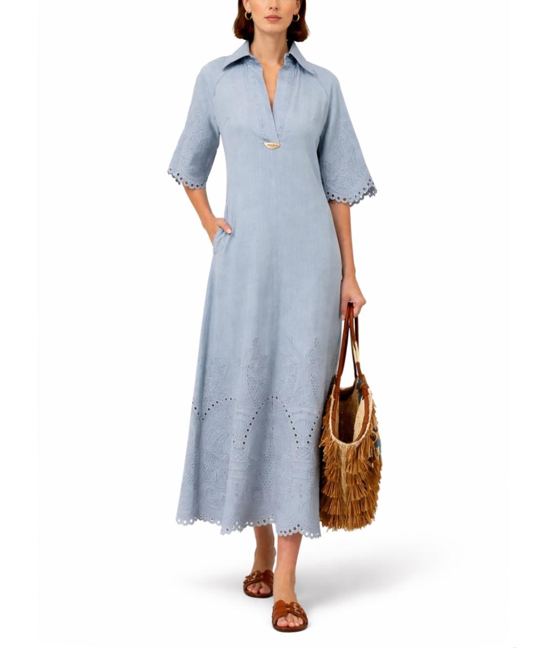 ZIMMERMANN Синее хлопковое повседневное платье, фото 2