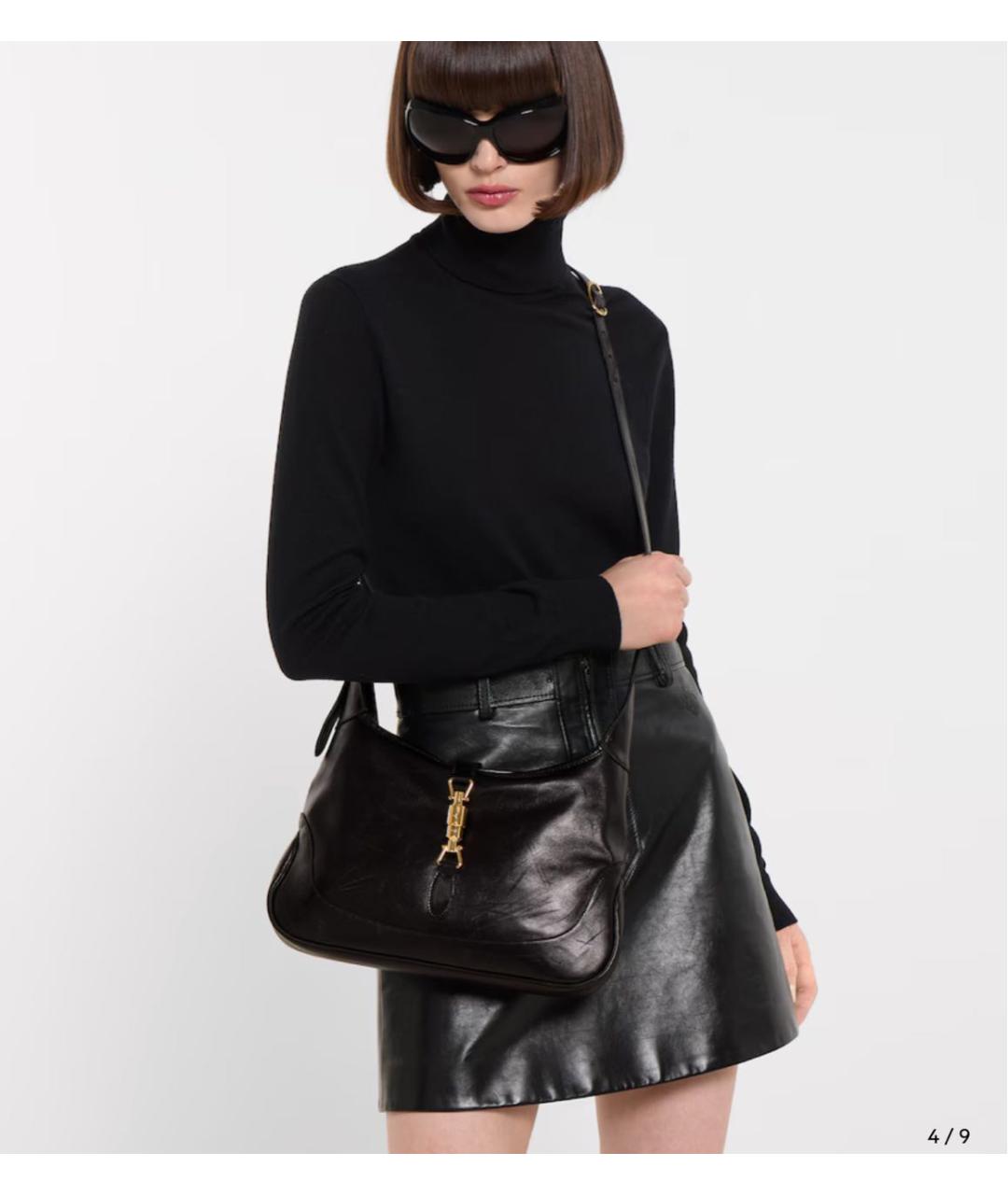 GUCCI Черная кожаная сумка тоут, фото 3