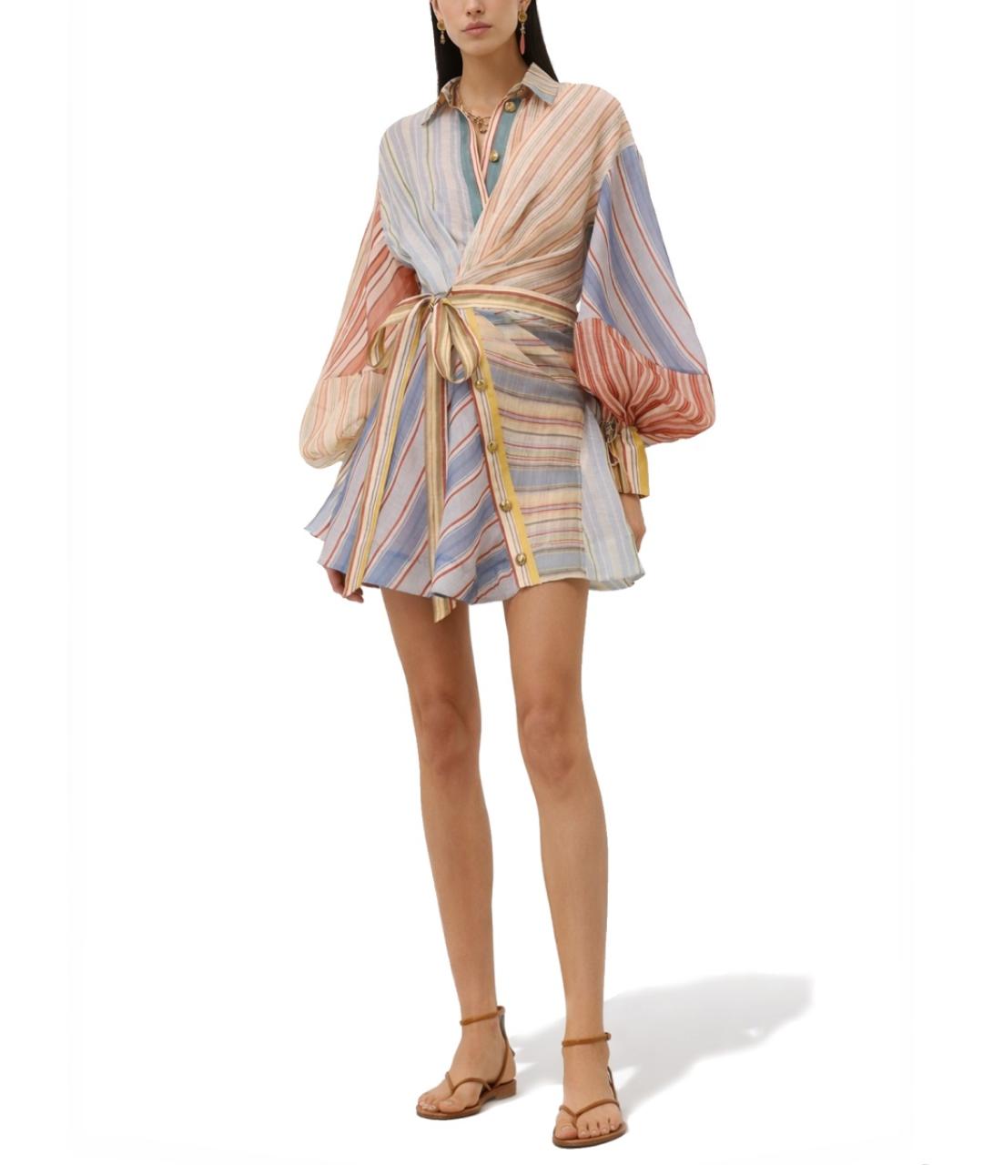 ZIMMERMANN Мульти льняное повседневное платье, фото 2