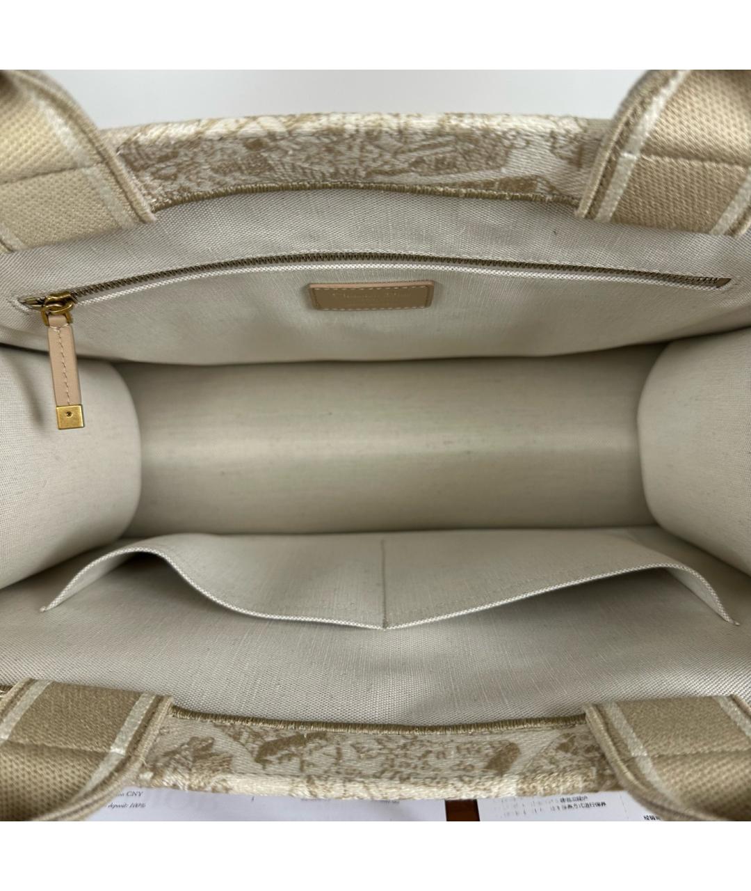 CHRISTIAN DIOR Бежевая тканевая сумка тоут, фото 6