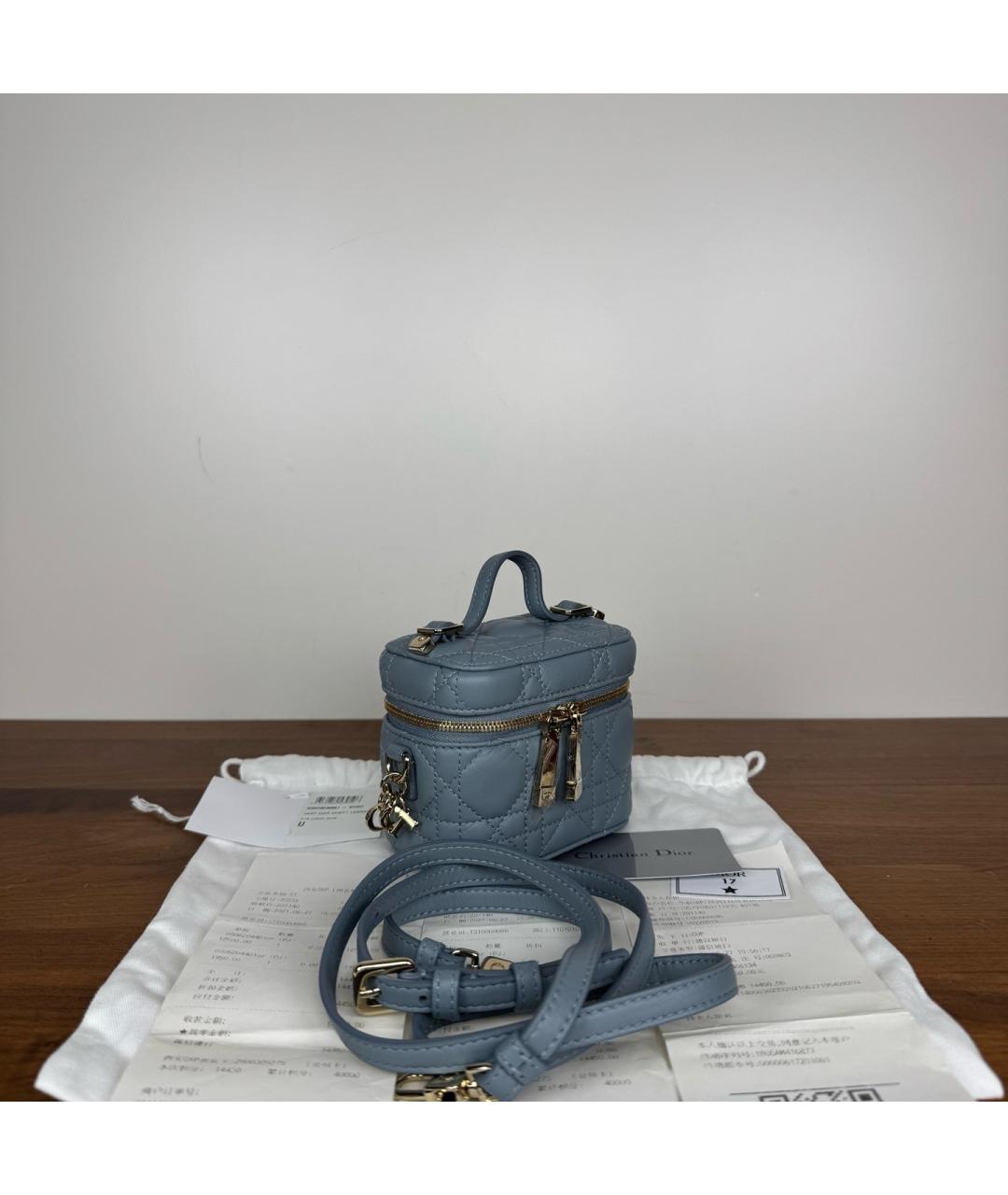 CHRISTIAN DIOR Голубая кожаная сумка через плечо, фото 4