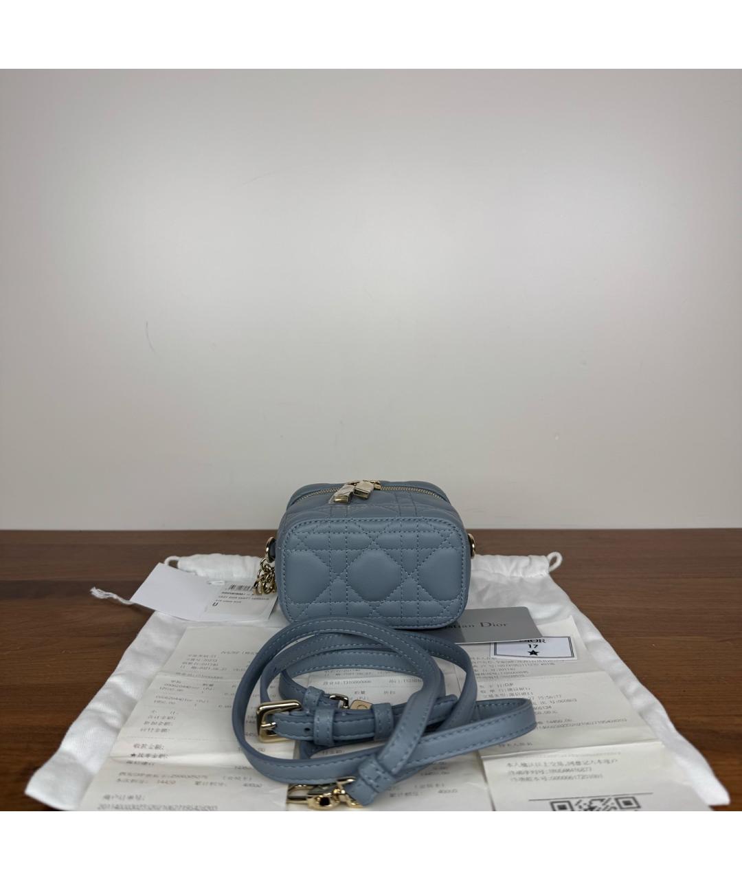 CHRISTIAN DIOR Голубая кожаная сумка через плечо, фото 5