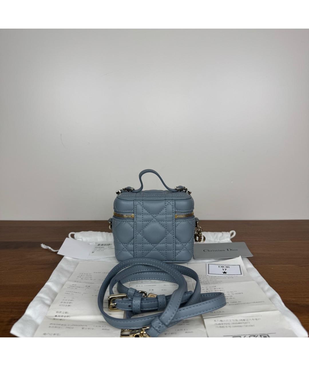 CHRISTIAN DIOR Голубая кожаная сумка через плечо, фото 3