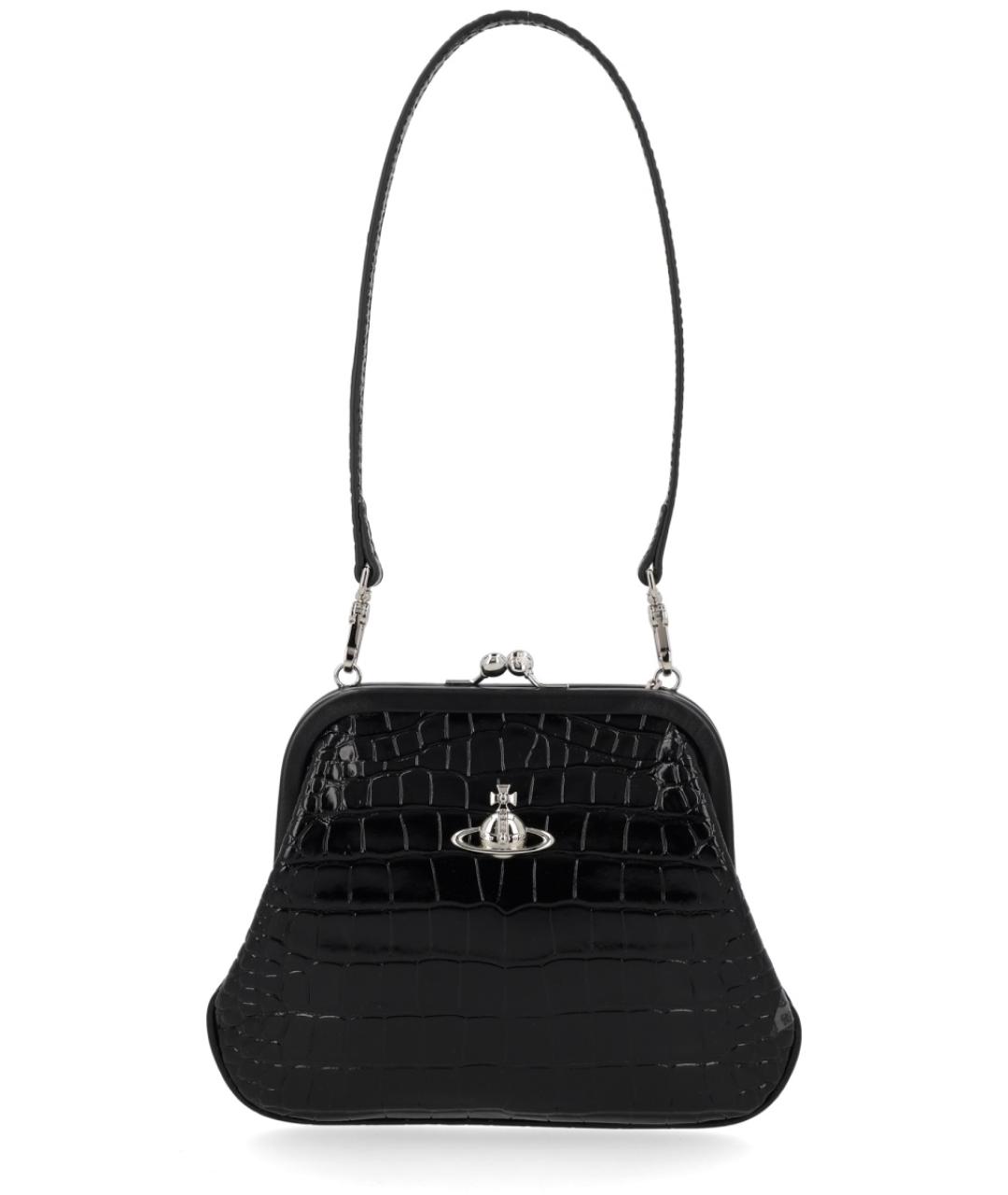 VIVIENNE WESTWOOD Черная кожаная сумка через плечо, фото 1