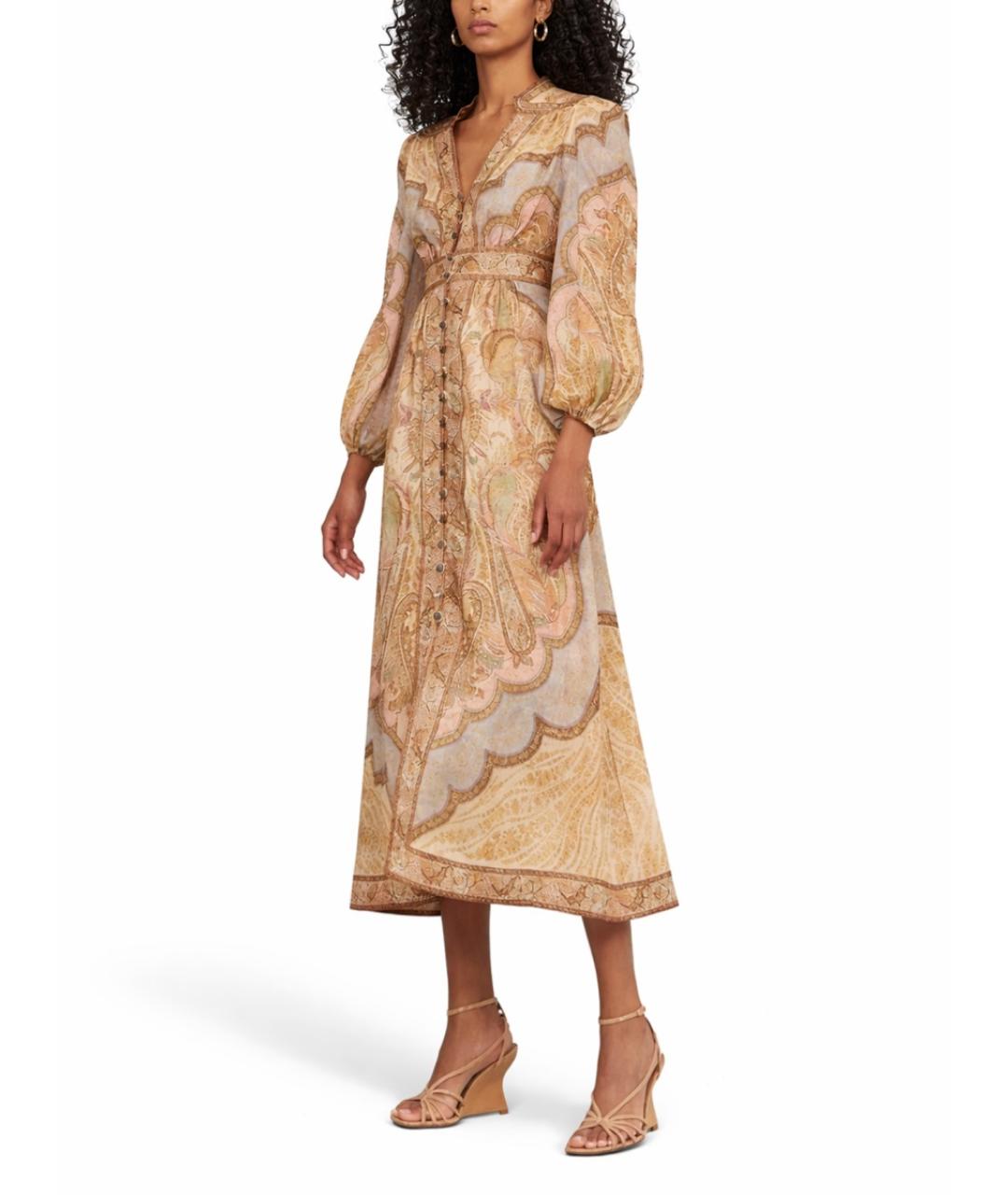 ZIMMERMANN Мульти льняное повседневное платье, фото 2