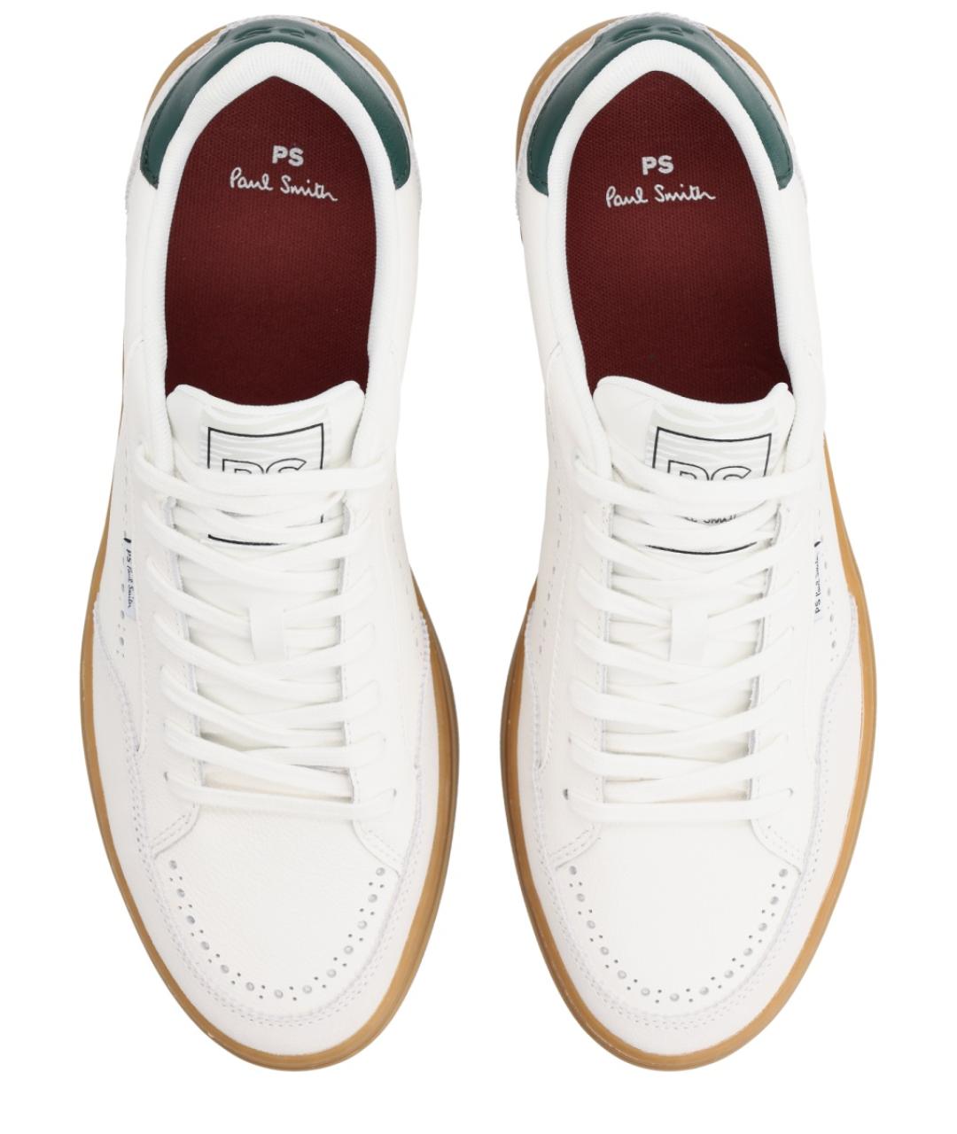 PS BY PAUL SMITH Белые кожаные низкие кроссовки / кеды, фото 5