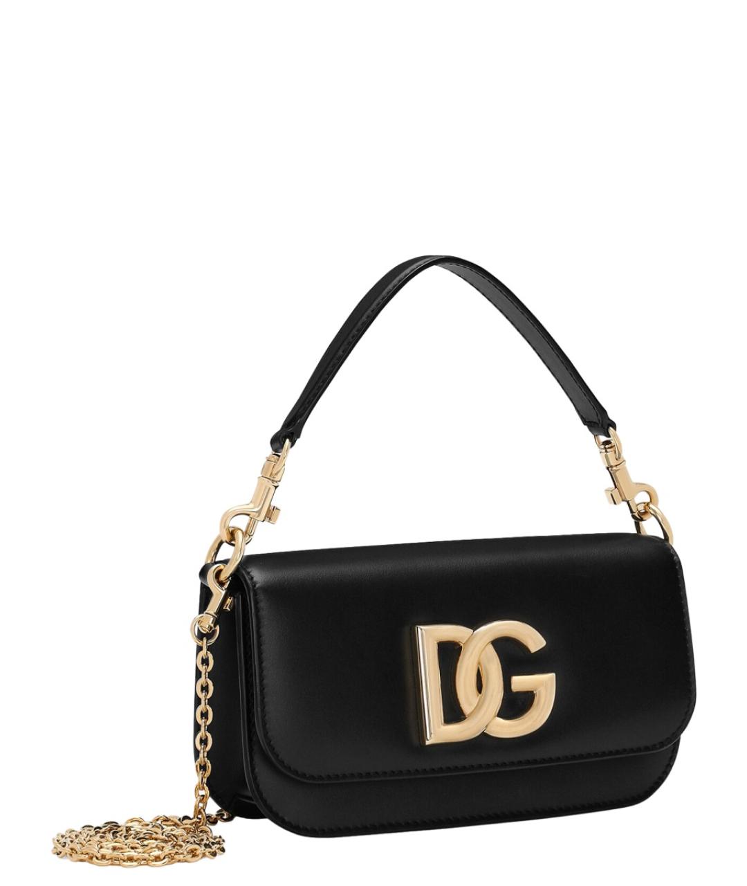 DOLCE&GABBANA Черная кожаная сумка с короткими ручками, фото 2