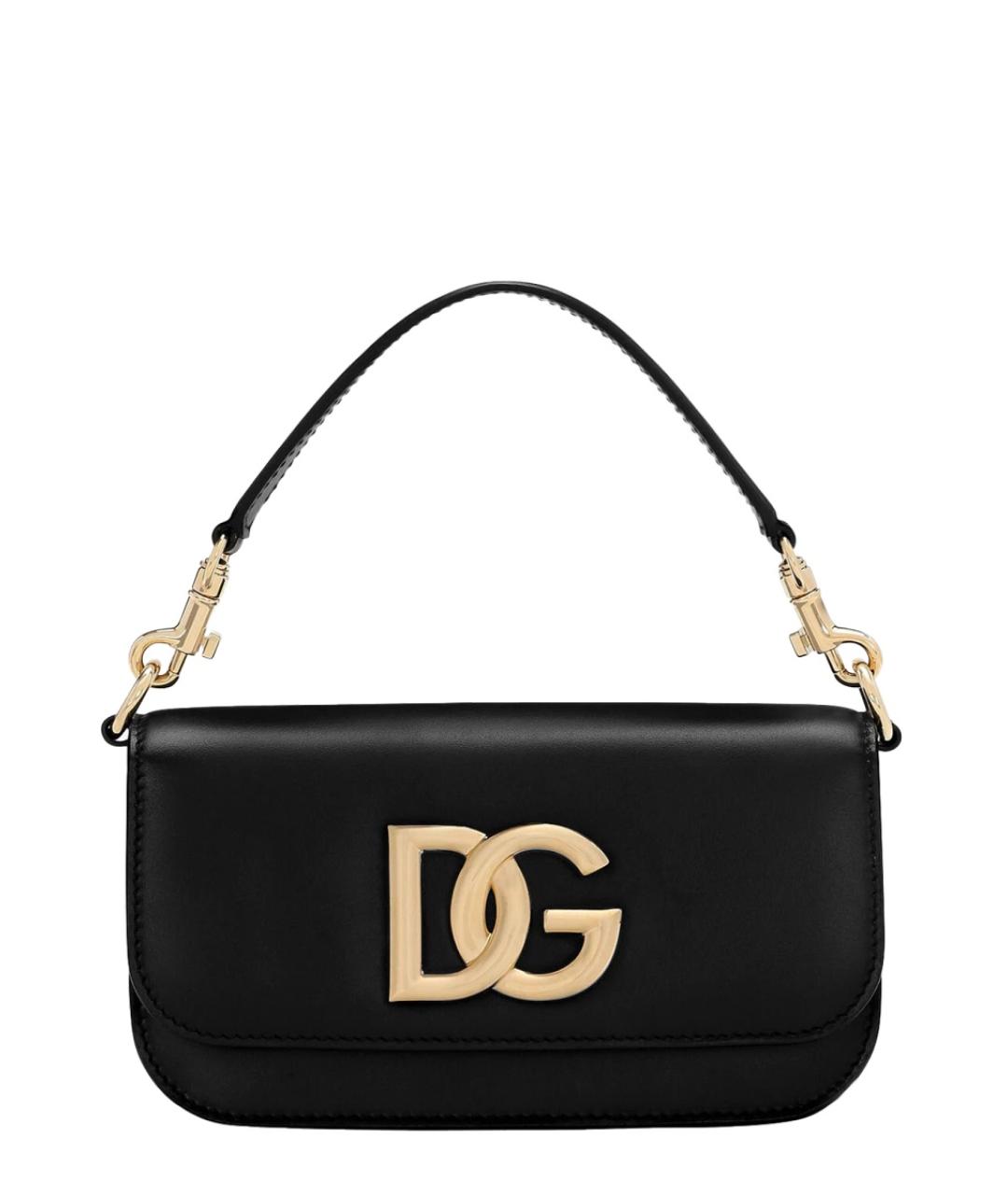 DOLCE&GABBANA Черная кожаная сумка с короткими ручками, фото 1