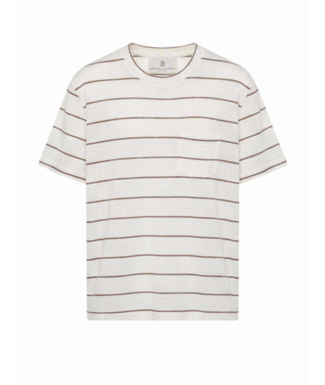 BRUNELLO CUCINELLI Белая хлопко-леновая футболка, фото 1