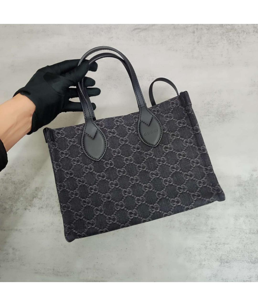 GUCCI Черная деним сумка через плечо, фото 3