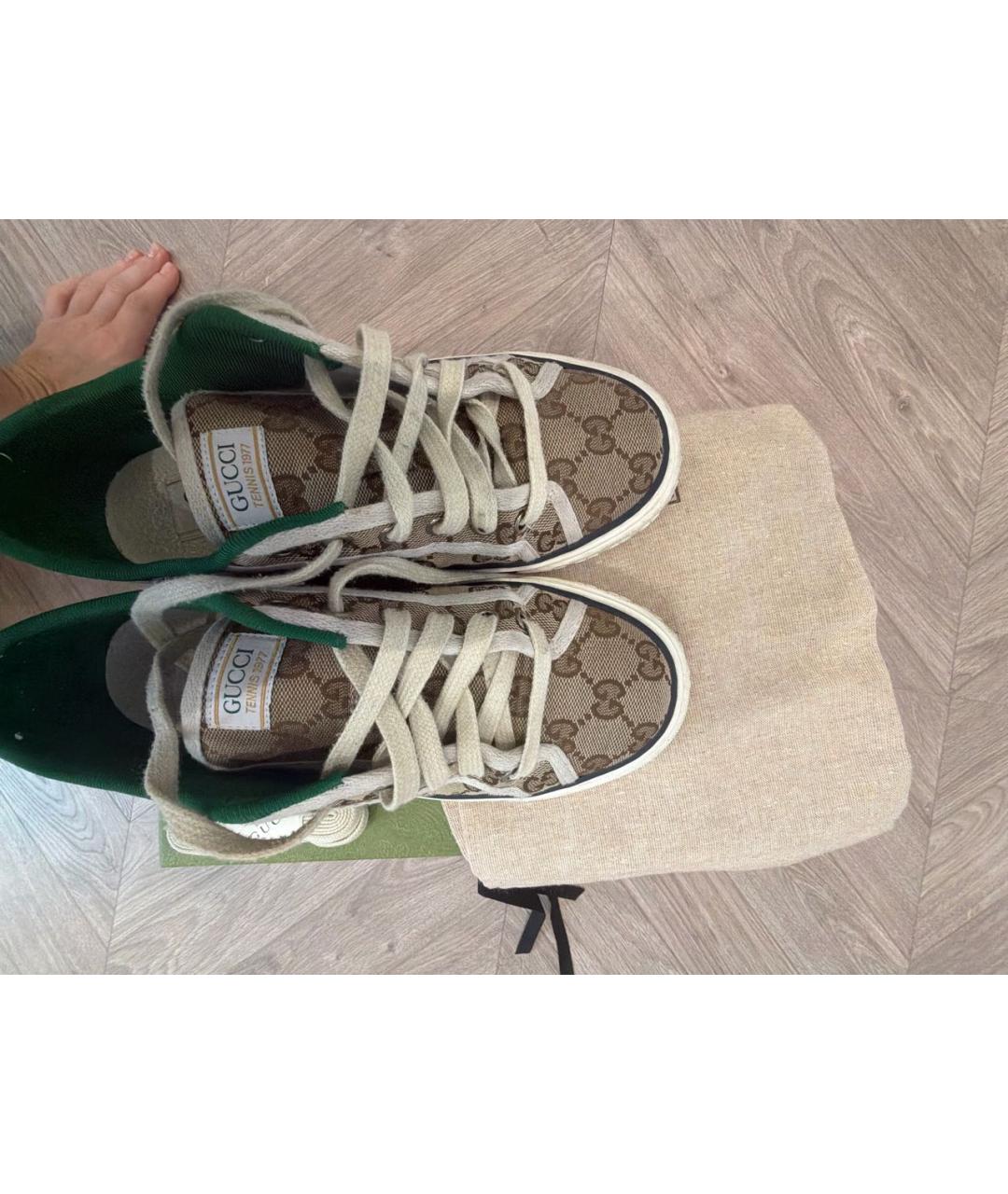 GUCCI Бежевые текстильные кеды, фото 3