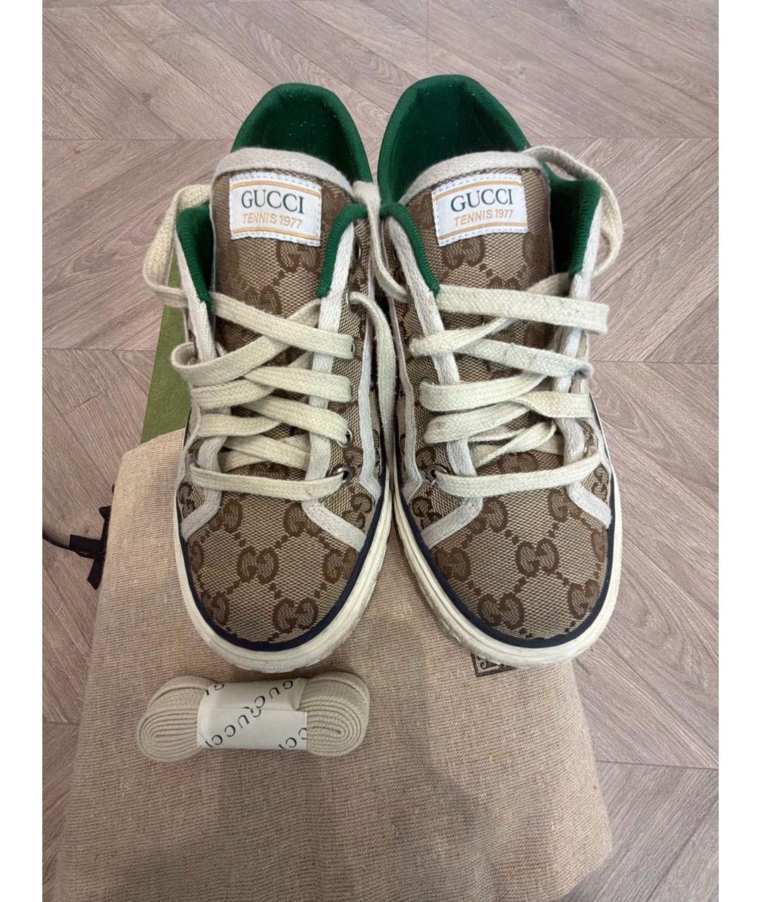 GUCCI Бежевые текстильные кеды, фото 2
