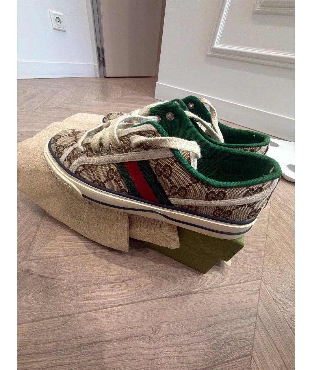 GUCCI Бежевые текстильные кеды, фото 6