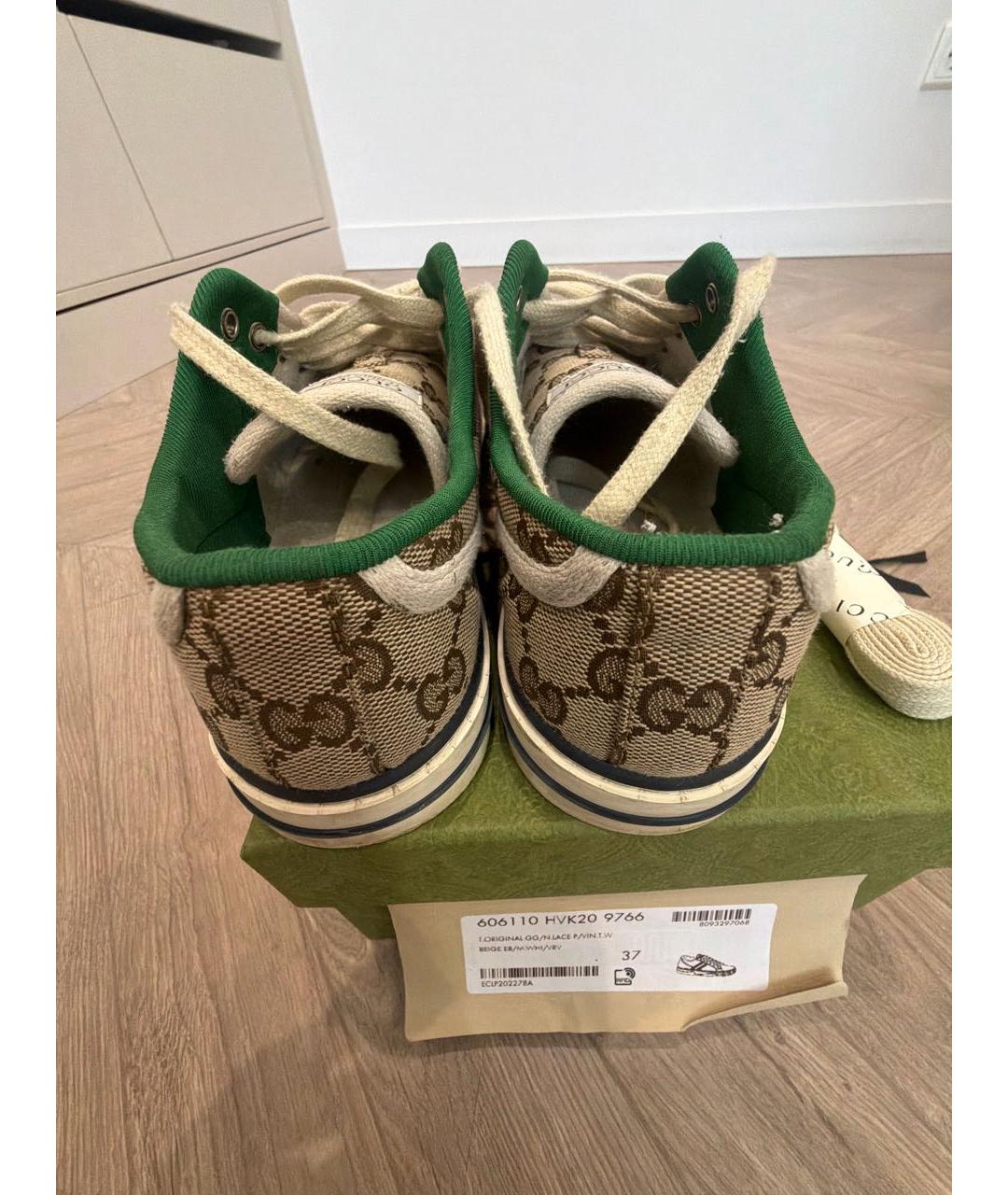 GUCCI Бежевые текстильные кеды, фото 4