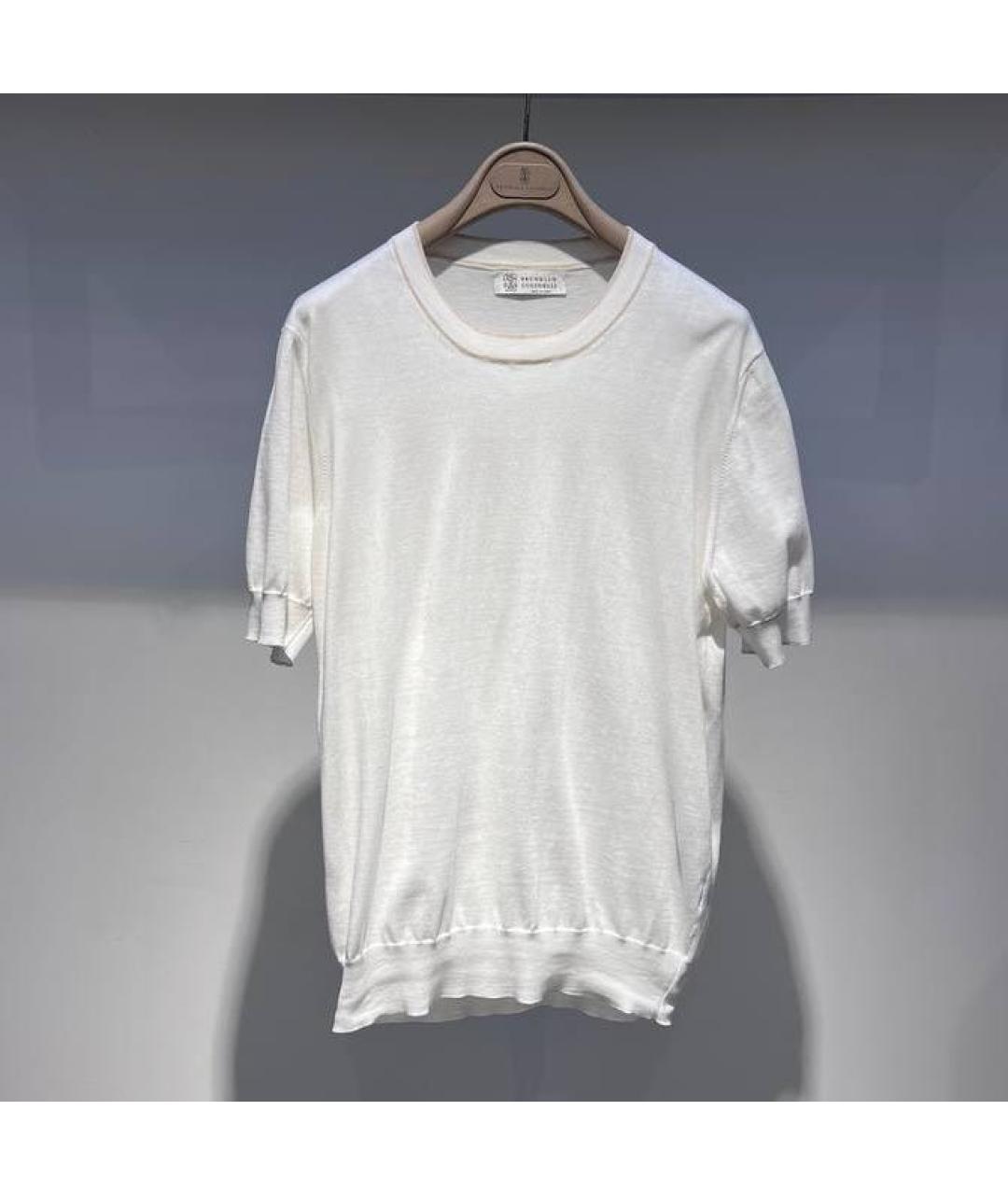 BRUNELLO CUCINELLI Белая хлопковая футболка, фото 4