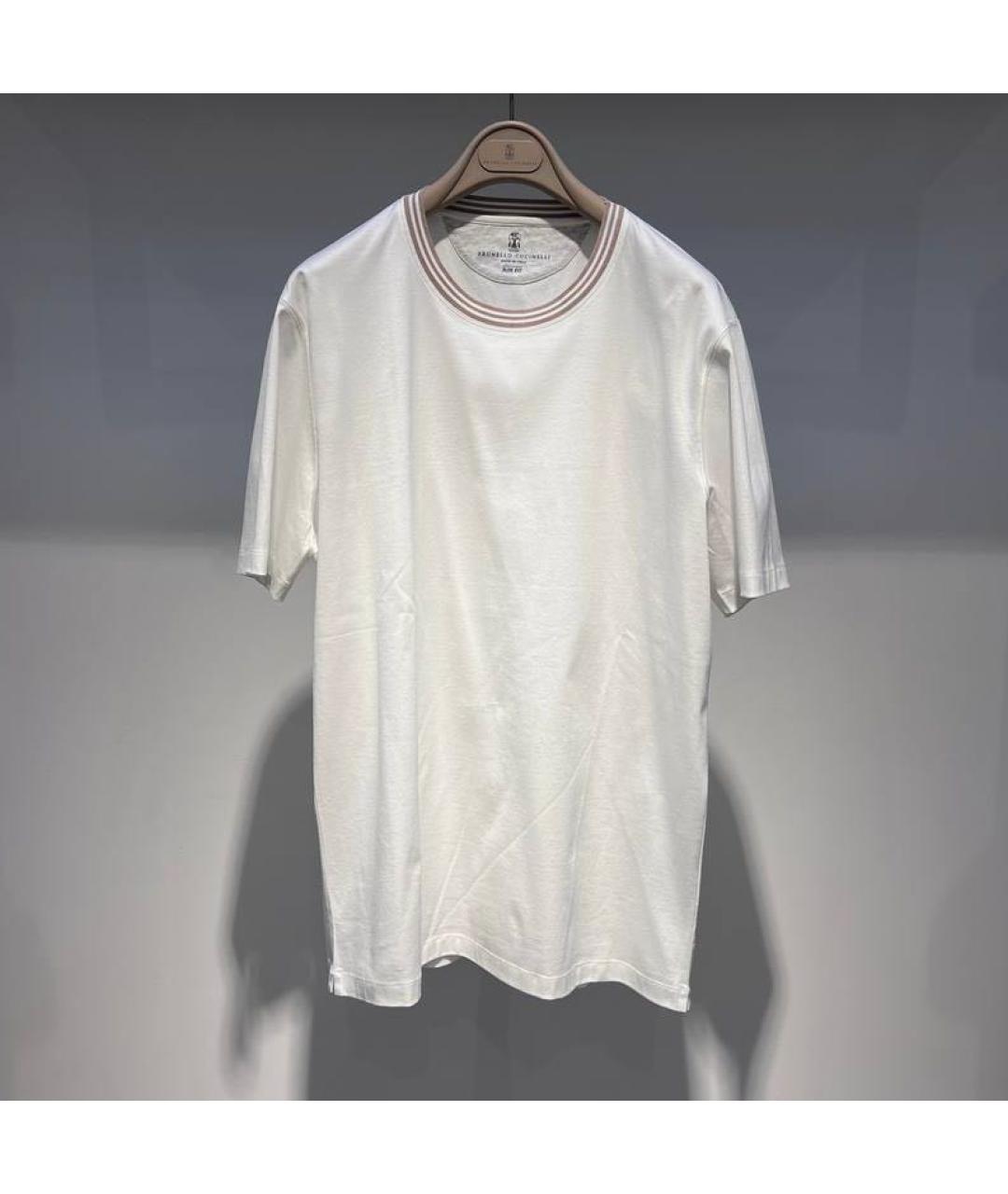 BRUNELLO CUCINELLI Белая хлопковая футболка, фото 4