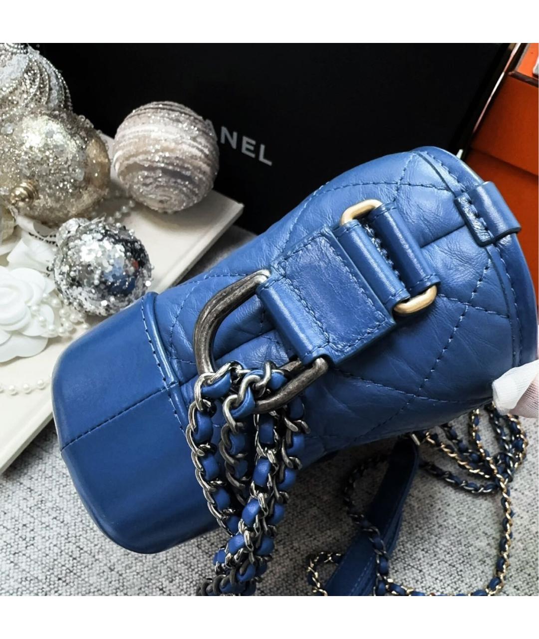 CHANEL Синяя кожаная сумка через плечо, фото 4