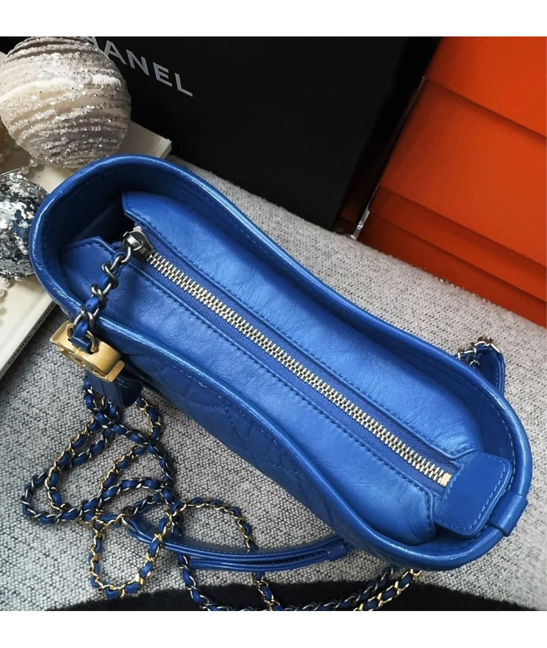 CHANEL Синяя кожаная сумка через плечо, фото 6