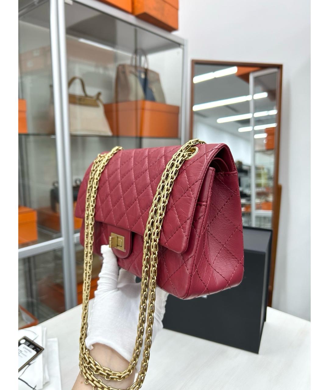 CHANEL Красная кожаная сумка через плечо, фото 6