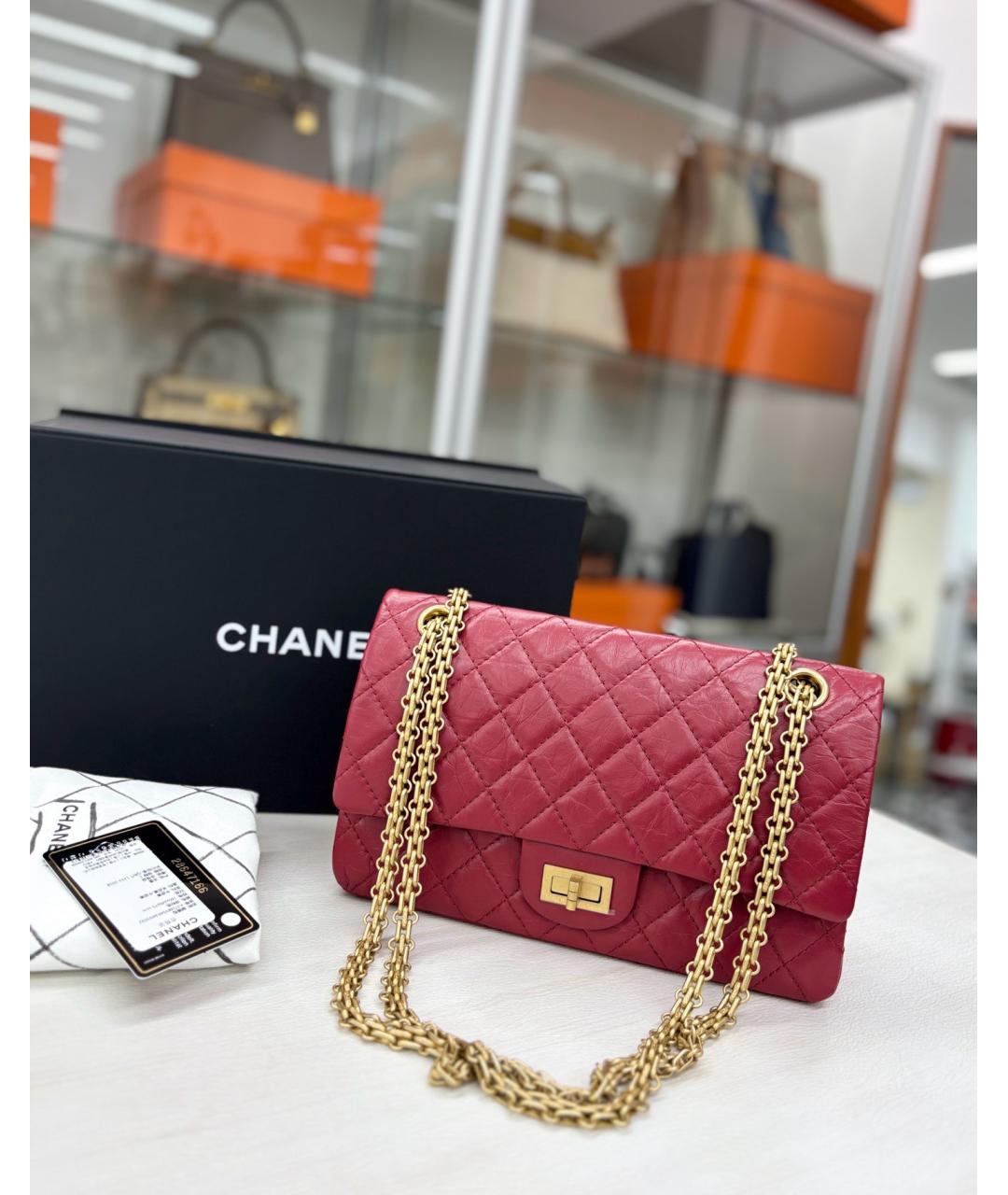 CHANEL Красная кожаная сумка через плечо, фото 2