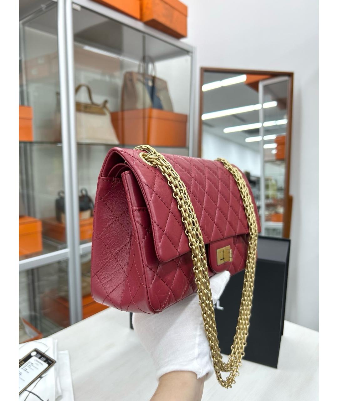 CHANEL Красная кожаная сумка через плечо, фото 5