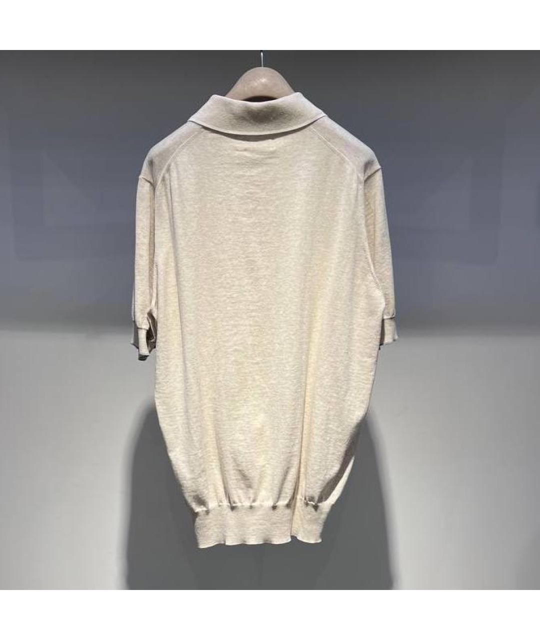 BRUNELLO CUCINELLI Бежевое хлопковое поло с коротким рукавом, фото 2