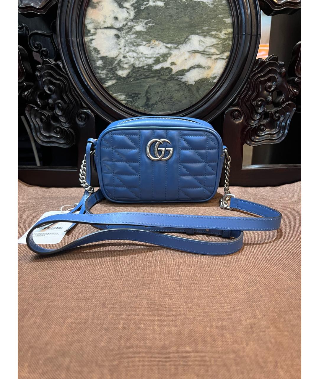 GUCCI Голубая кожаная сумка через плечо, фото 2