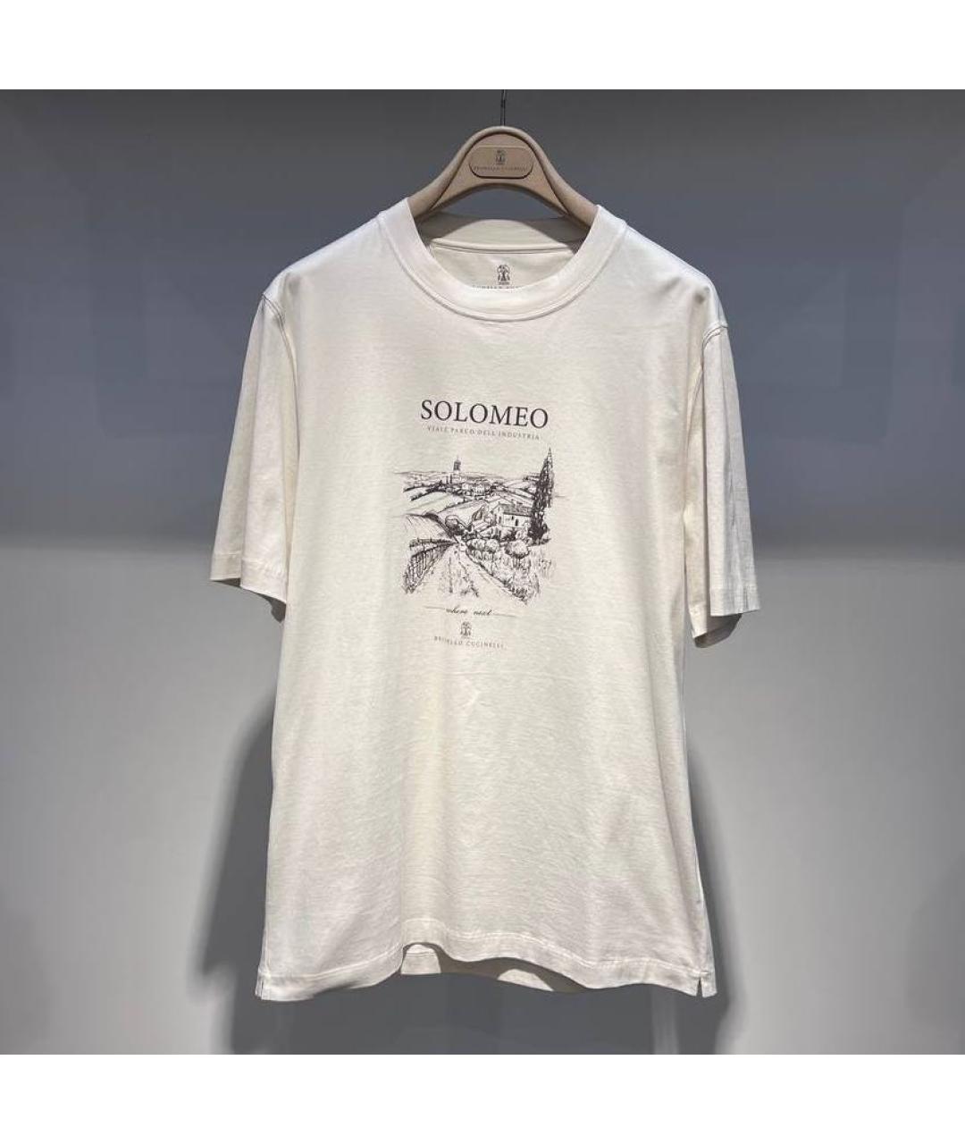 BRUNELLO CUCINELLI Бежевая хлопковая футболка, фото 4