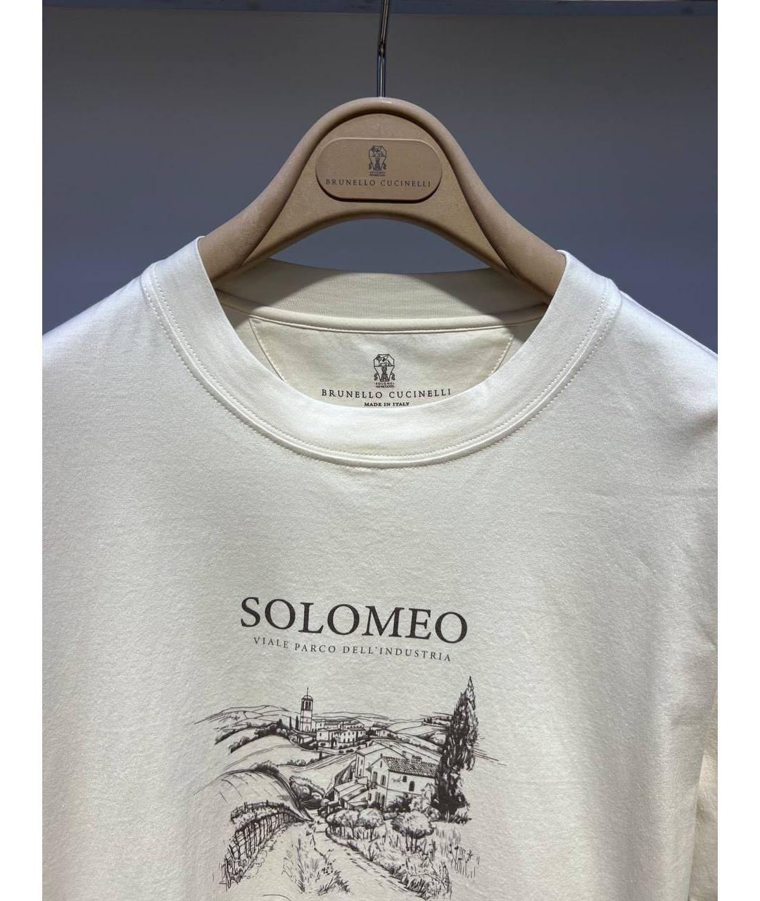 BRUNELLO CUCINELLI Бежевая хлопковая футболка, фото 3