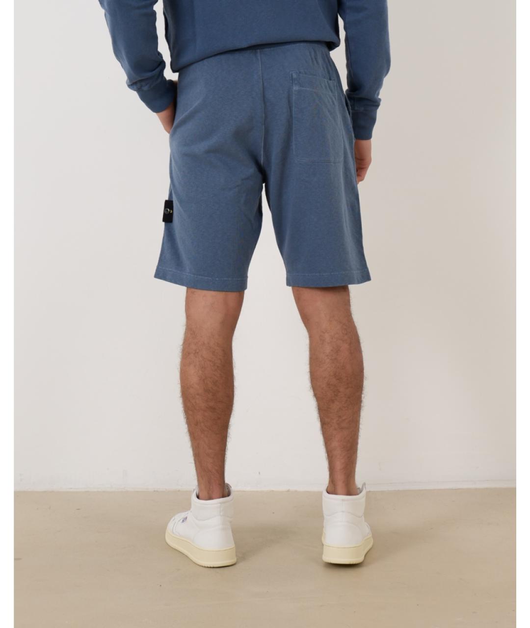 STONE ISLAND Синие хлопковые шорты, фото 3