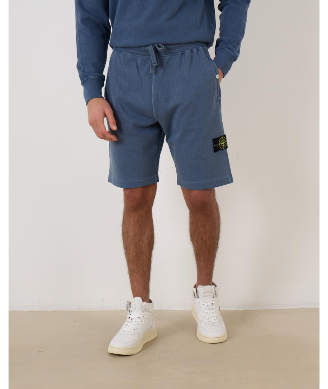 STONE ISLAND Синие хлопковые шорты, фото 2