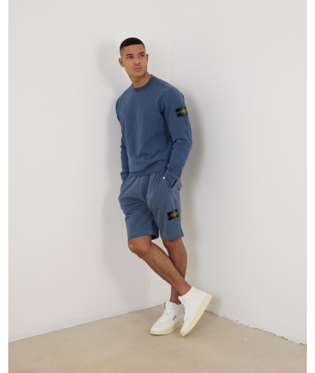 STONE ISLAND Синие хлопковые шорты, фото 4