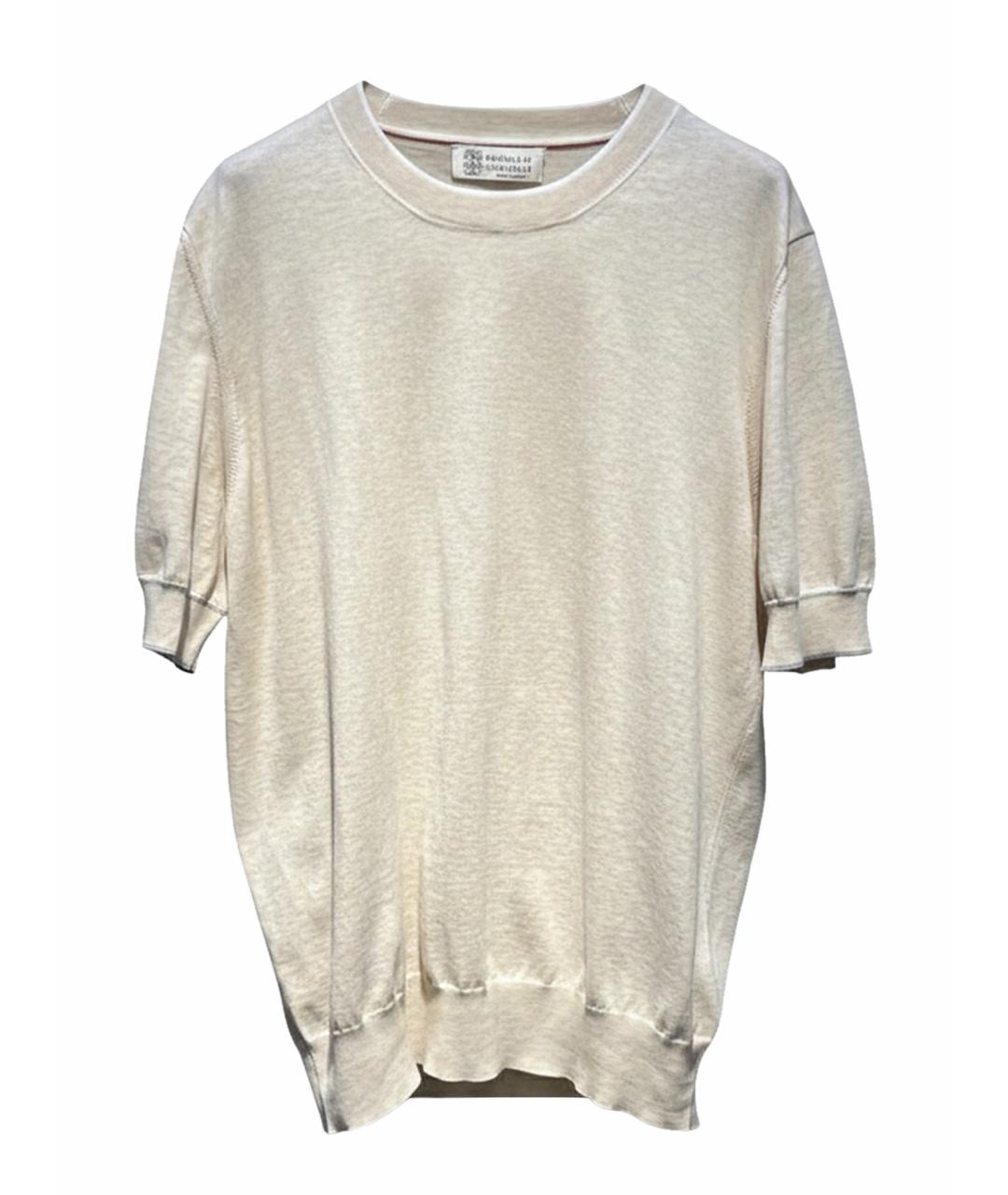 BRUNELLO CUCINELLI Бежевая хлопковая футболка, фото 1