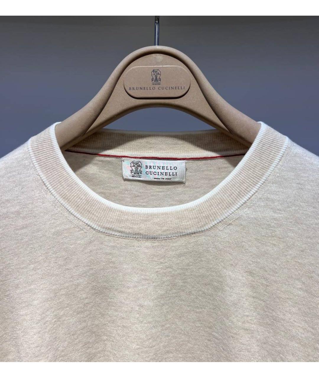 BRUNELLO CUCINELLI Бежевая хлопковая футболка, фото 3
