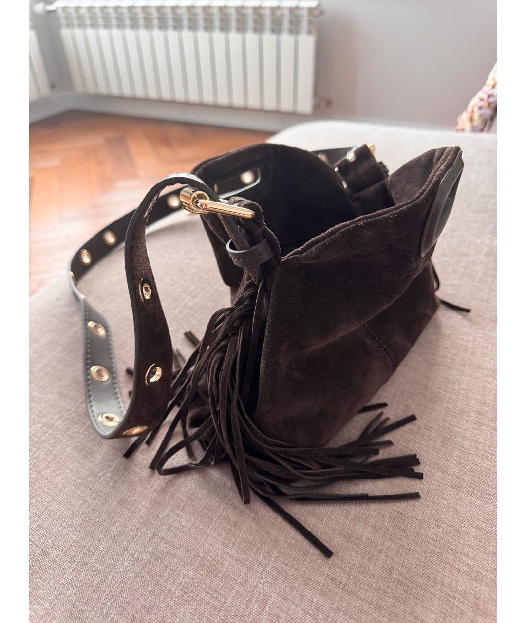 MAJE Коричневая замшевая сумка через плечо, фото 2