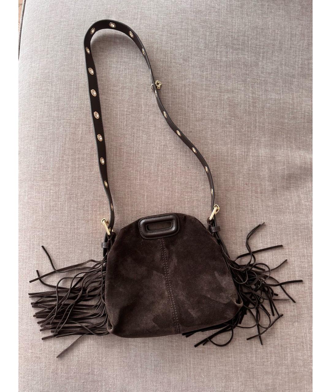 MAJE Коричневая замшевая сумка через плечо, фото 3