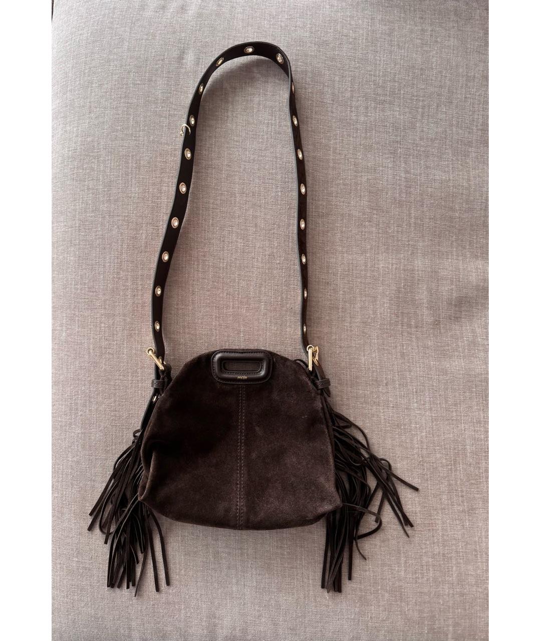 MAJE Коричневая замшевая сумка через плечо, фото 8