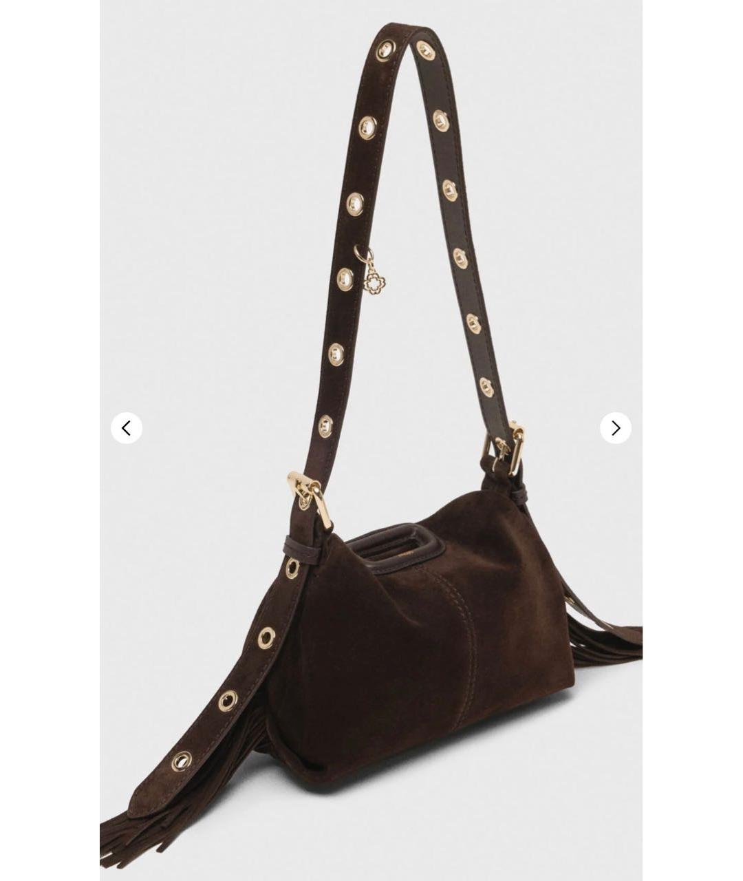 MAJE Коричневая замшевая сумка через плечо, фото 7