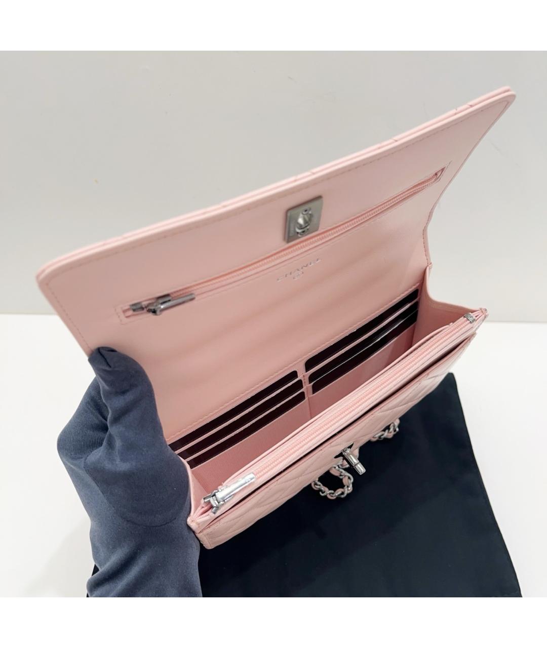 CHANEL Розовая кожаная сумка с короткими ручками, фото 7