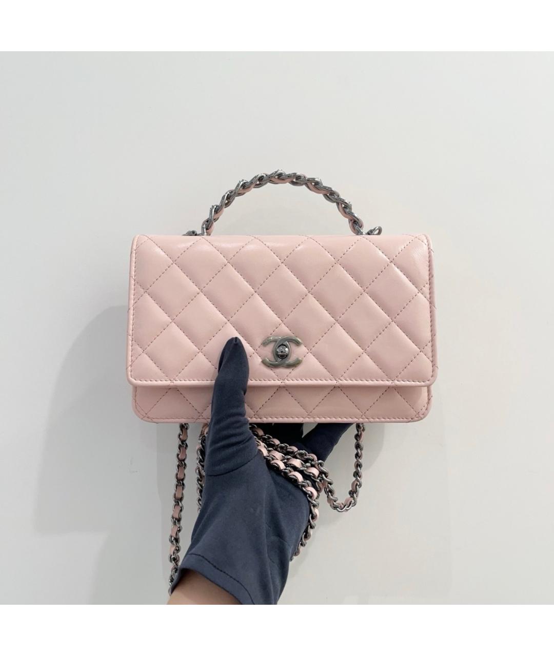 CHANEL Розовая кожаная сумка с короткими ручками, фото 3