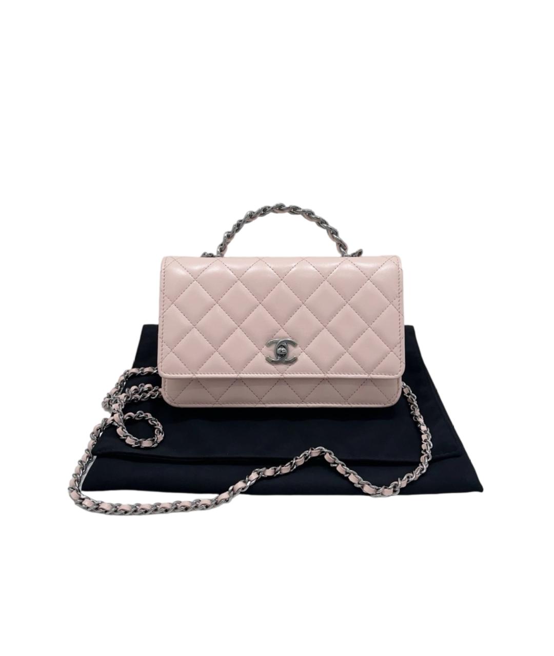 CHANEL Розовая кожаная сумка с короткими ручками, фото 8