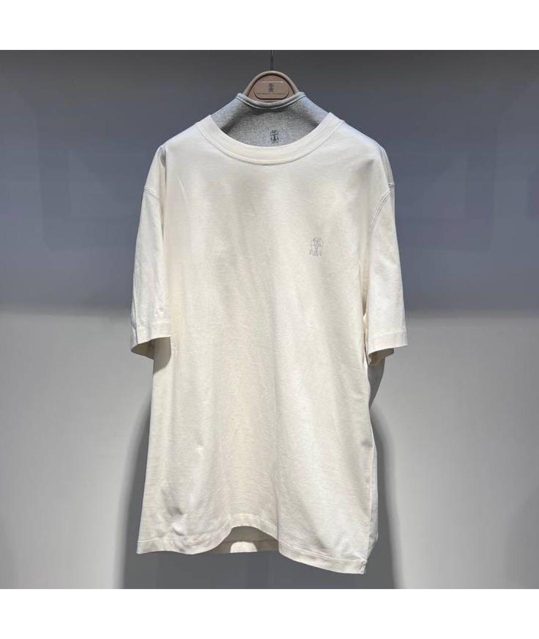 BRUNELLO CUCINELLI Белая хлопковая футболка, фото 4