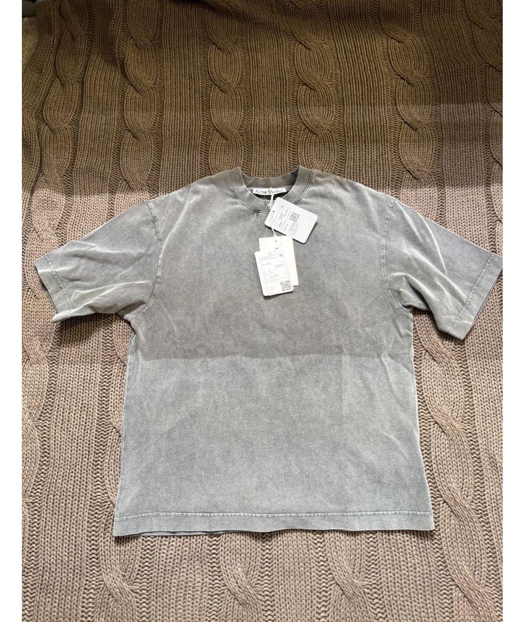 ACNE STUDIOS Серая хлопковая футболка, фото 3