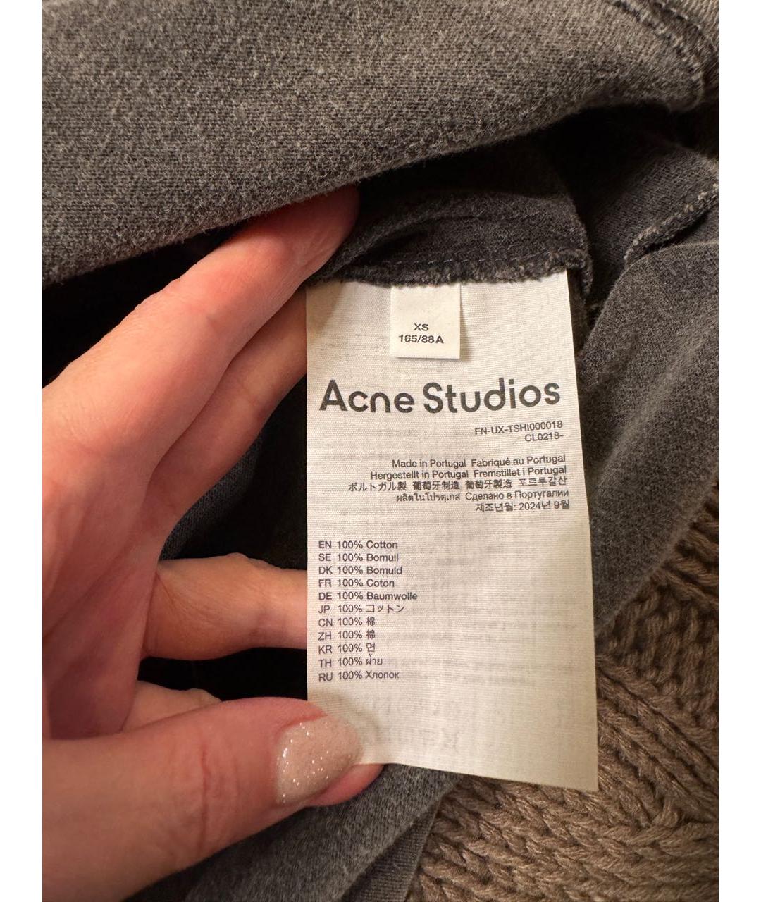 ACNE STUDIOS Серая хлопковая футболка, фото 7