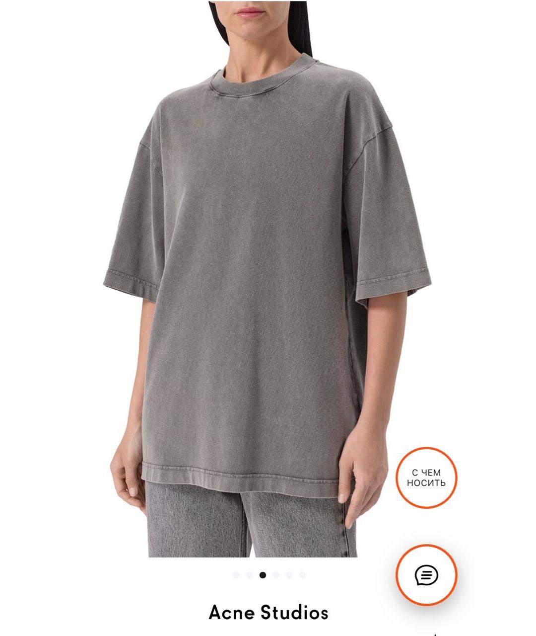 ACNE STUDIOS Серая хлопковая футболка, фото 9